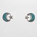 Tiny Moon & Star Earrings in Sterling Silver with Turquoise Inlay, #9509