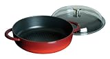 Review Staub 1272303 / Staub Honeycomb Saute Pan, 2.5 Quart, 9 3/8 Inch, Glass Lid, Pimento Red