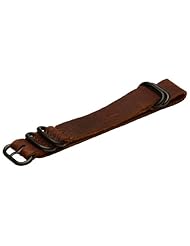 Premium PVD 20mm 5-ring Thick Leather Vintage Brown Urban Military Nato Watch Strap - Fits All Watches!!!