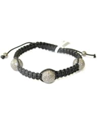 Sterling Silver 2.76ct Diamond Pave Beads Macrame Bracelet Handmade Jewelry