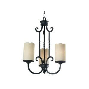 Kenory Home 80483RBRZ Amadeaus Three-Light Chandelier with 4-Inch Amber Scavo Glass... by Kenroy Home