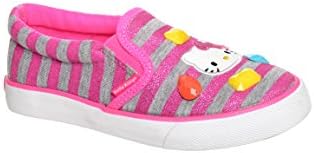 HELLO KITTY RUBY Kid's Big Girls Comfort Slip On Flat Shoes, Color:PINK/GREY, Size:3