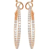 14K Rose Diamond Hoop Earrings Pair 1 1 3 Ct Tw