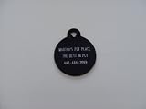 Small Circle Shape Pet ID Tag Black....FREE SHIPPING