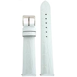 Ladies Watch Band Crocodile Grain White Glossy Built-In Spring Bars 12 millimeter