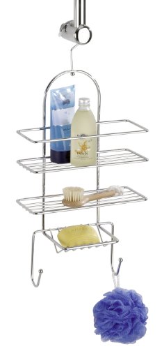 Wenko 15177100 Exclusiv Duschdiener - Duschregal mit 3 Ablagen, 2 Haken, Chrom, 25 x 52 x 11 cm