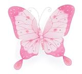 Butterfly Hanging Nylon-Beaded Pink Medium