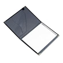 Samsill Pad Holder, Leather Look with Brass Corners, Document and Card Pockets, Black (70010)