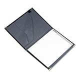 Samsill Pad Holder, Leather Look with Brass Corners, Document and Card Pockets, Black (70010)