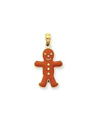 14 Karat Gold, Enameled Gingerbread Man Charm