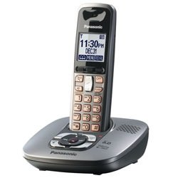 Panasonic DECT 6.0 Expandable Cordless Phone System with Talking Caller ID, Answering Machine and Talking Alarm Clock (Model# KX-TG6431M)