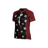 Descente 2008 Women's Genesis Short Sleeve Cycling Jersey - Symetrical Flower/Black/Bright Red - 13520sfbkbr (S)