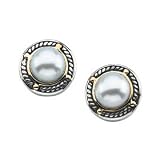 14K Yellow Gold and Sterling Silver Fresh Water Cultured Pearl Earrings