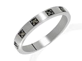 Image of Ladies Sterling Silver 3 Stone Marcasite Band Ring