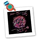 Surreal planet in pink tones giving birth to new planets on black background - 10x10 Quilt Square