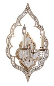 Corbett-Lighting 161-12 Bijoux - Two Light Wall Sconce, Silver Leaf with Antique Mist Finish with Clear Crystal