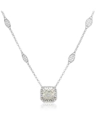 S&G Sterling Silver and 14k Yellow Gold Art Deco with Diamond Accent Necklace,17"