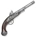 Classic Pirate Flintlock Pistol with Antiqued Silver Tone Finish - Detailed Replica of Gun Used by Pirates and Naval Forces