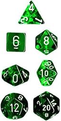 Chessex Dice: Polyhedral 7-Die Translucent Dice Set - Green