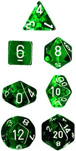 Chessex Dice: Polyhedral 7-Die Translucent Dice Set - Green