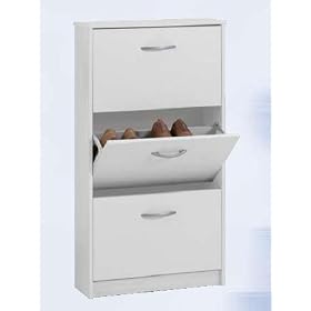 Compact 3 Compartment Shoe Rack Storage Cabinet Unit