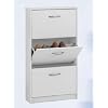 PREMIUM Compact 3 Compartment Shoe Rack Storage Cabinet Unit in WHITE colour by DMF