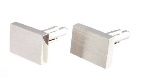 Produkt-Bild: Manschettenkn&ouml;pfe Geb&uuml;rstetes Silbernes Viereck in Geschenkbox / Geschenkideen