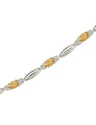 14kt Yellow Gold Oval Citrine and Diamond Bracelet