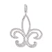 Rhodium Plated Outline Fleur- de -Lis CZ Pendant