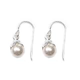 Sterling Silver Genuine Pearl Cap Drop Earrings