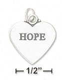 Sterling Silver Flat Hope Heart Charm Lettering (2 Sided)