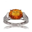 Oval Cut Citrine Diamond White (10K) Gold Ring-Citrine Gemstone=2.5 Carat