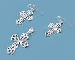 Sterling Silver Pendant and Earrings Set - Cross