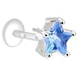 16 Gauge 5/16 L. Blue Cz Star Bioplast Tragus Labret Monroe