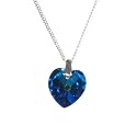 Swarovski Crystal Pendant on Sterling Silver chain - Blue Heart 14mm
