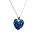 Kitchen & Housewares : Swarovski Crystal Pendant on Sterling Silver chain - Blue Heart 14mm