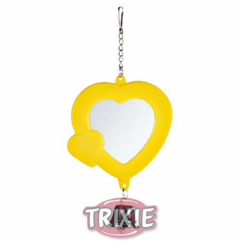 Bird toy - Mirror. Heart shaped  bell budgie 