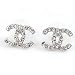 TI-CC - MEDIUM DIAMOND STUDS:Doppel-c, von mittlerer Größe, silberne Platte Ohrstecker mit Diamanten Swarovski-Kristalle gesetzt, 9mmx8mm - von Utopia© London,Paris,NY