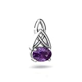 14K White Gold Oval Genuine Amethyst Celtic Knot Pendant