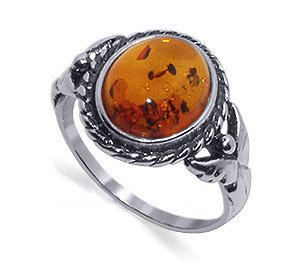 Round Cut Baltic Amber Solitaire Ring .925 Sterling Silver Band Size 3 to 12