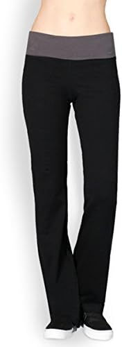 Pampered Diva Juniors Fold Over Cotton Spandex Pants (Large, Black/Charcoal)