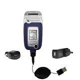 Retractable USB Hot Sync Compact Kit with Car & Wall Charger for the Sony Ericsson z520c - Gomadic Brand w/ TipExchange Technology