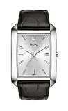 Bulova Black Leather Band White Dial Men's Watch #96B117