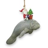 Santa Riding Manatee Tropical Christmas Ornament