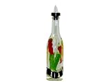 ArtisanStreet's Pour Bottle with Chili Design of Red, Yellow & Green Chilies. Hand Painted, Signed.