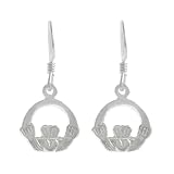 Sterling Silver Claddagh Dangle Earrings