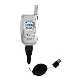 Retractable USB Cable for the Samsung SPH-A620 with Power Hot Sync and Charge capabilities - Gomadic Brand w/ TipExchange Technology