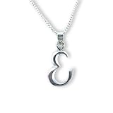 Sterling Silver Initial Charm Necklace, Letter E
