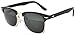 Half Frame Sunglasses Black Gold Metal Frame with Green Lens Retro