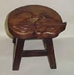 Sleeping Fox Hand Carved Wooden Foot Stool